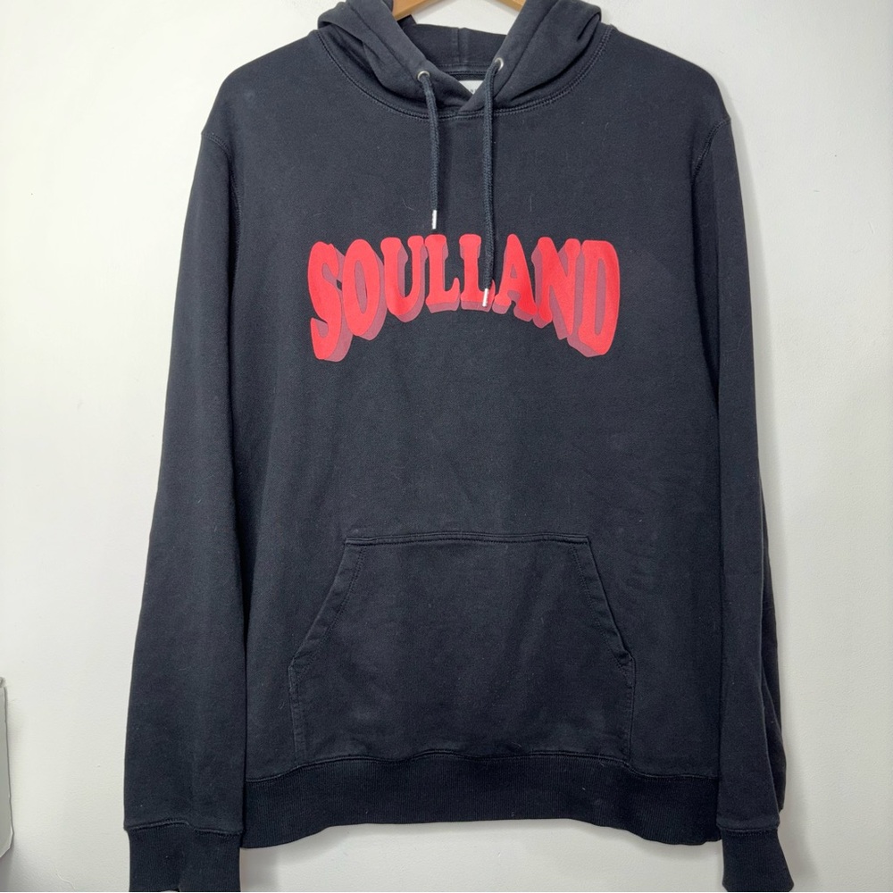 Soulland Black Cotton Hoodie Sweatshirt Mens Size XL Spellout